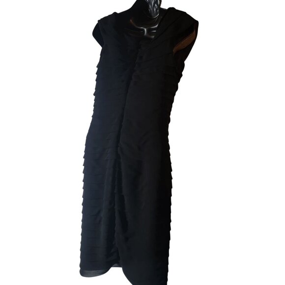 Vintage Searlet Nite  Womens Black Sleeveless Tiered Midi Dress Size 8 - Picture 2 of 11